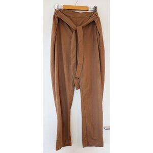 Reitmans Tapered-Leg High-Rise Pant w/ Sash Brown 12